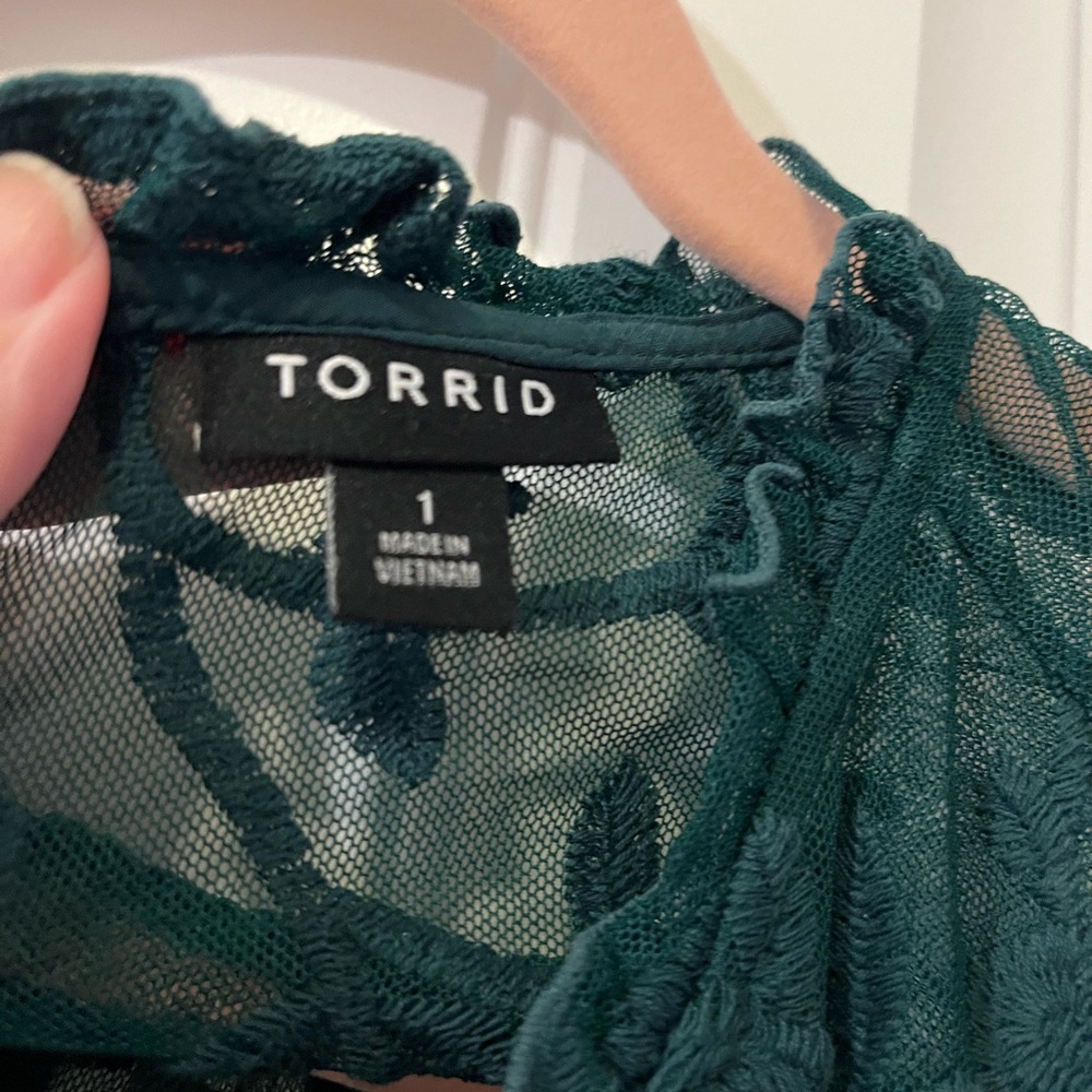 torrid dark teal camisole and lace overlay tank - Picture 5 of 9